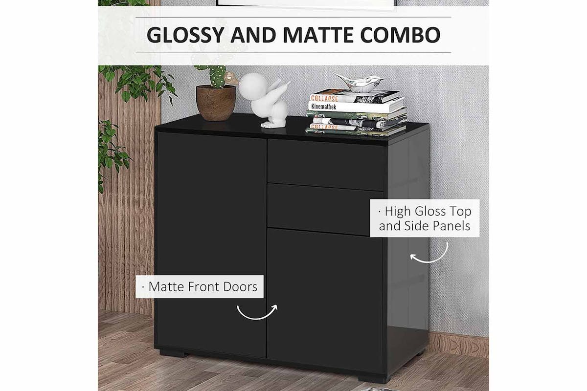 Homcom Push-Open Doors Sideboard | 2 Drawers | Black-4