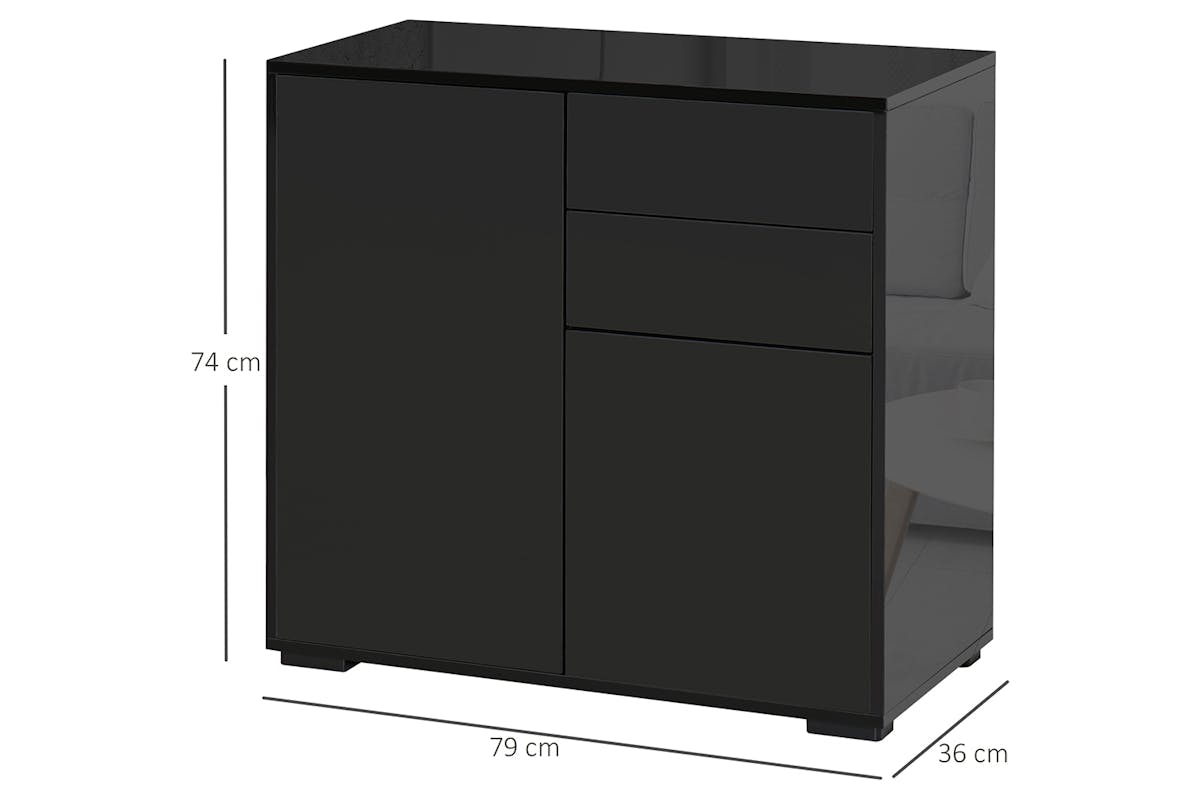Homcom Push-Open Doors Sideboard | 2 Drawers | Black-5