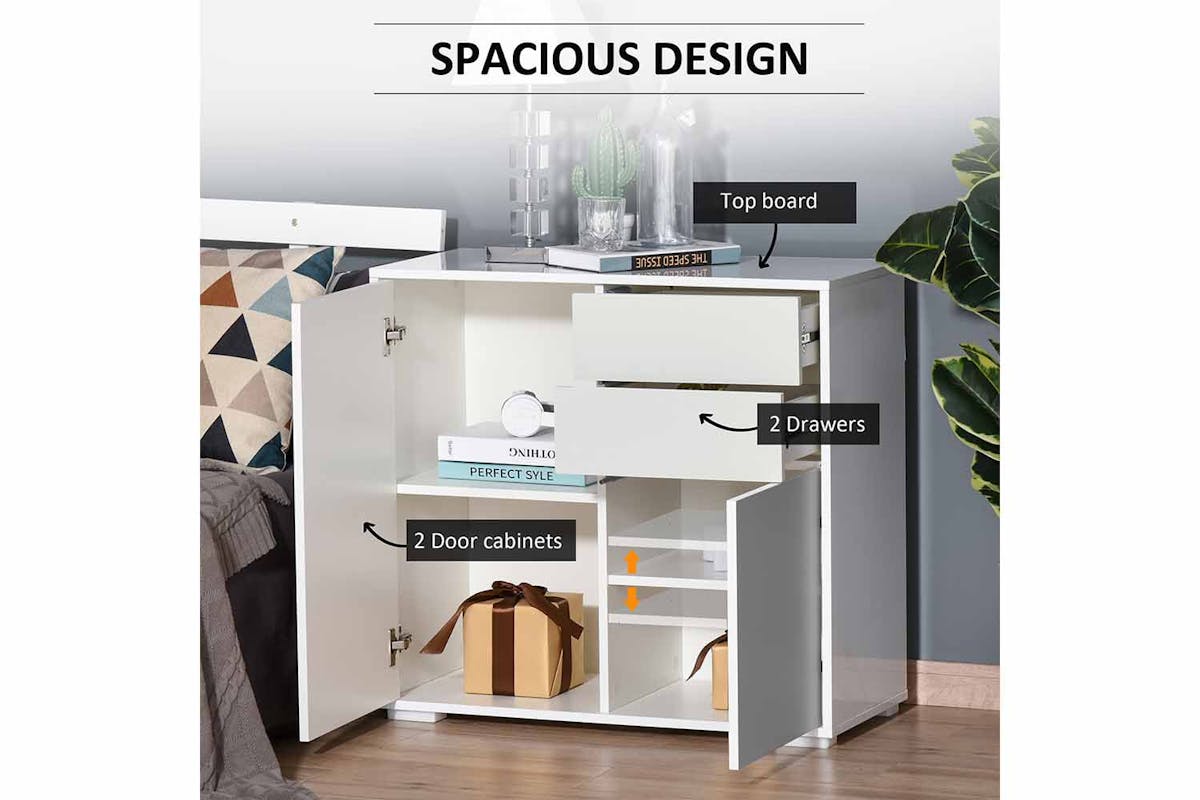 Homcom 2 Door Sideboard | 2 Drawers | White-3