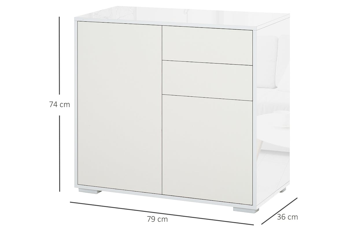 Homcom 2 Door Sideboard | 2 Drawers | White-5