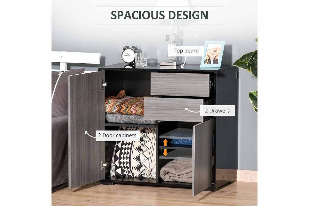 Homcom 2 Doors Sideboard | 2 Drawers | Grey-3