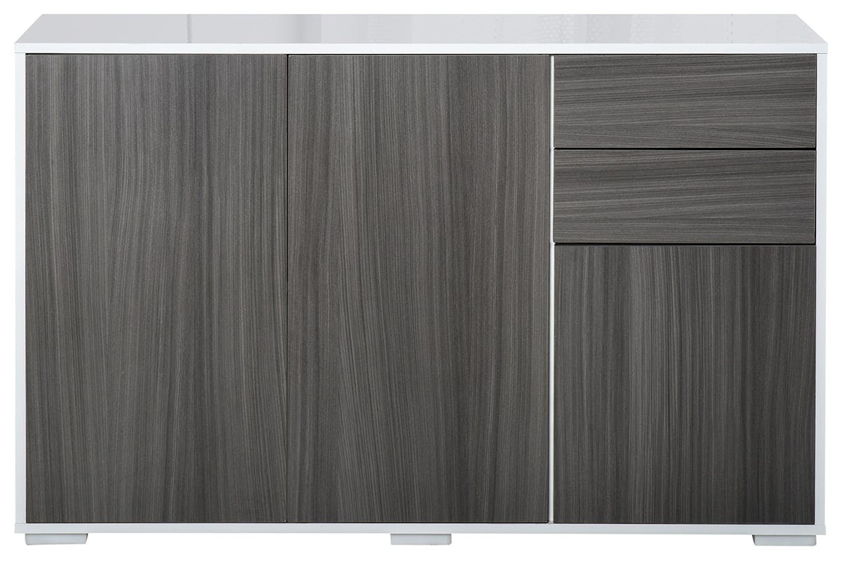 Homcom Push-Open Doors Cabinet | 2 Drawers | White/Grey