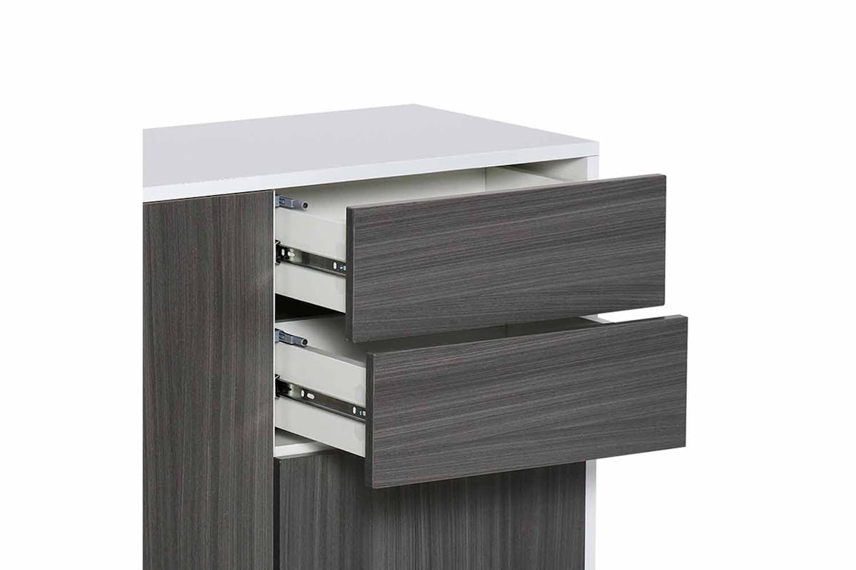 Homcom Push-Open Doors Cabinet | 2 Drawers | White/Grey-6