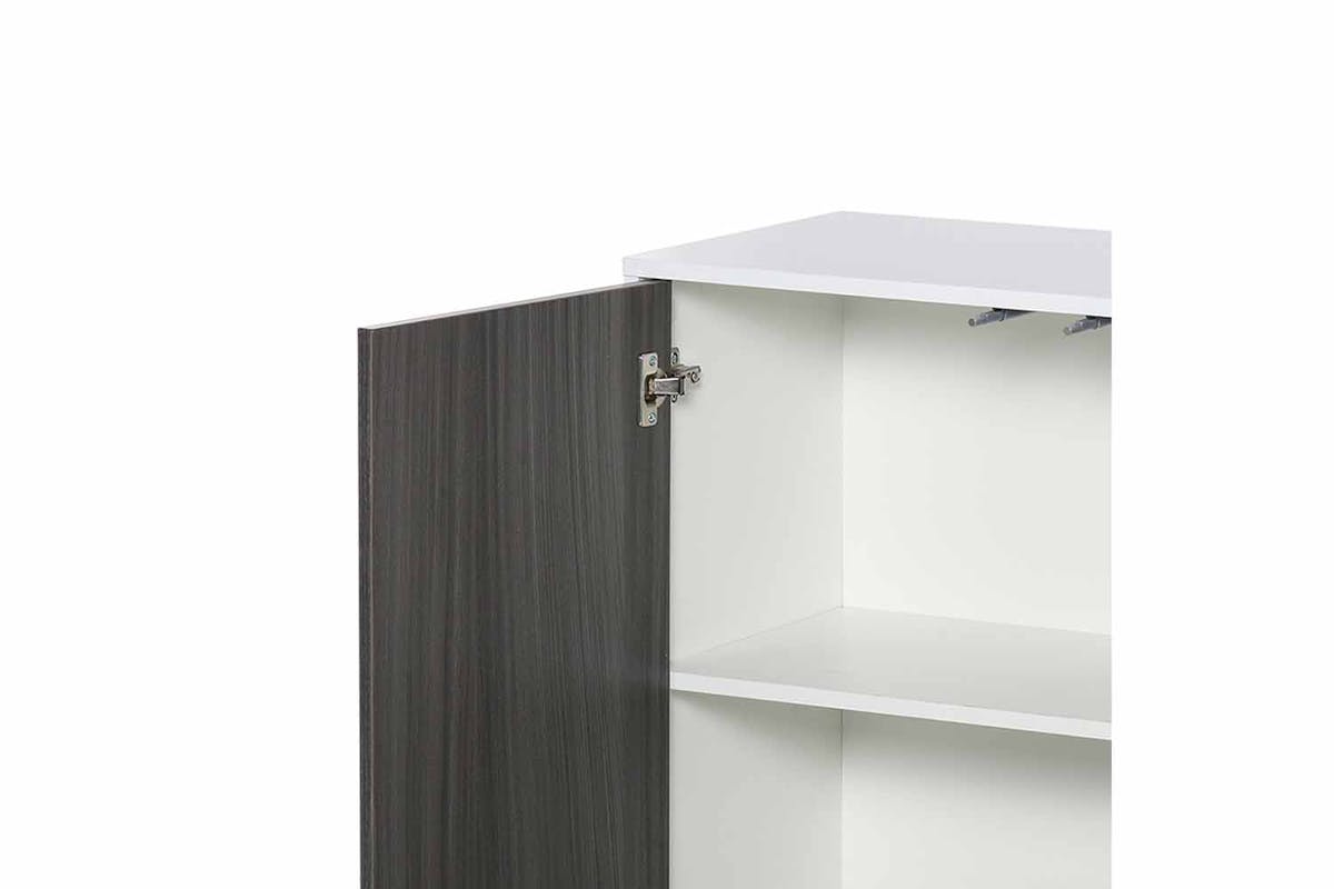 Homcom Push-Open Doors Cabinet | 2 Drawers | White/Grey-7