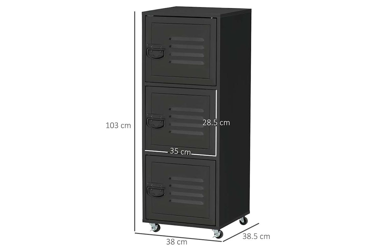 Homcom 3-Tier Rolling Storage Cabinet | Black-6