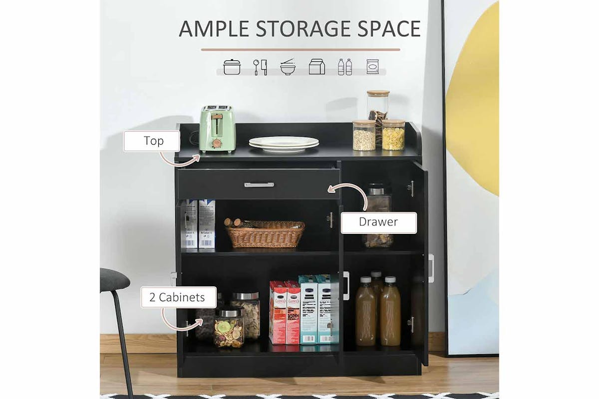 Homcom 3 Doors Sideboard | Storage Cabinet | Black-3