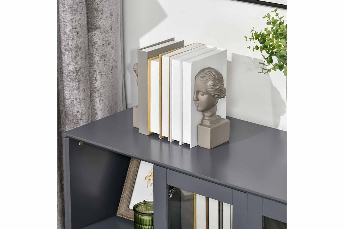 Homcom 2 Glass Doors Sideboard | Storage | Grey-6