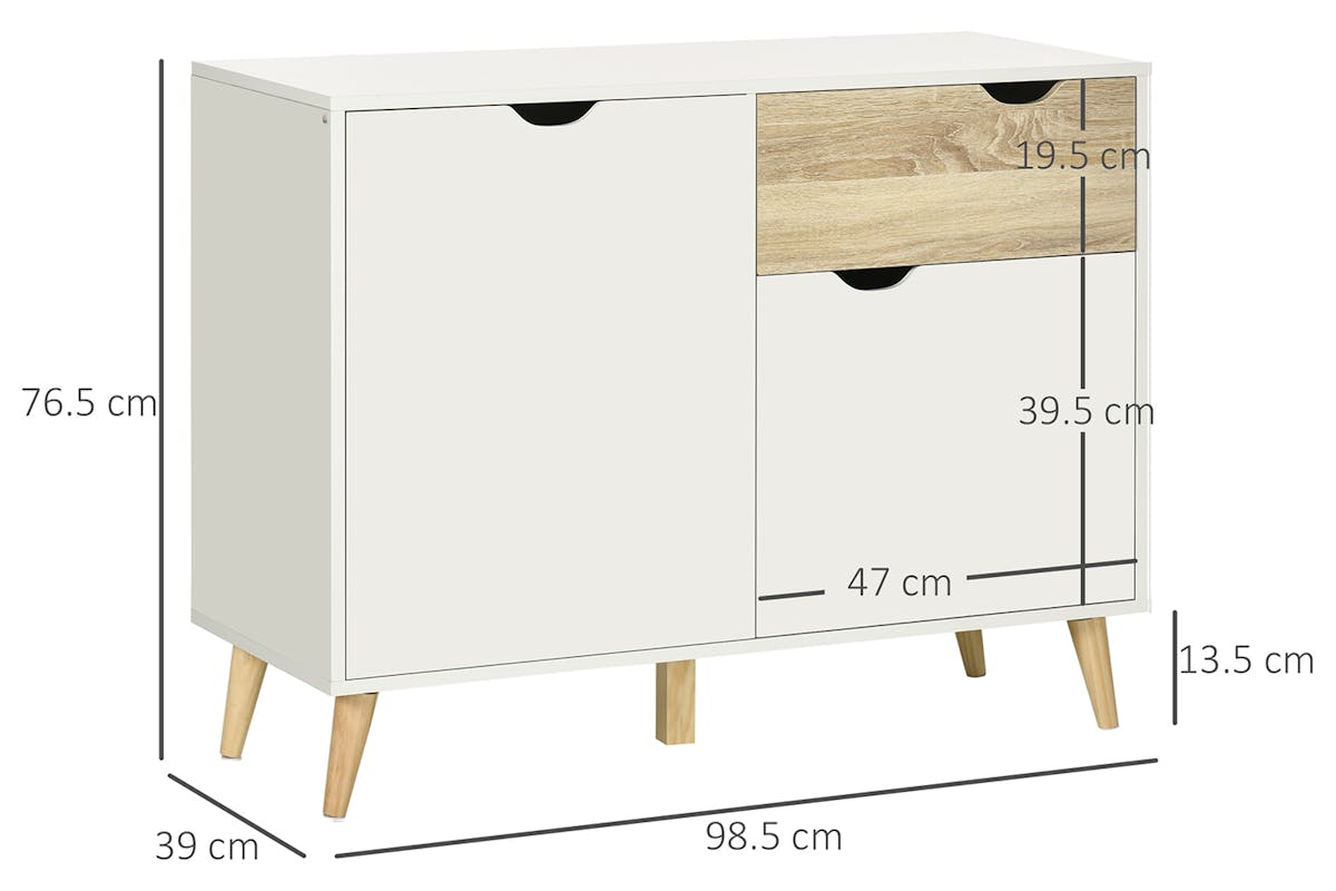Homcom 2 Doors Sideboard | Storage | White/Natural-5