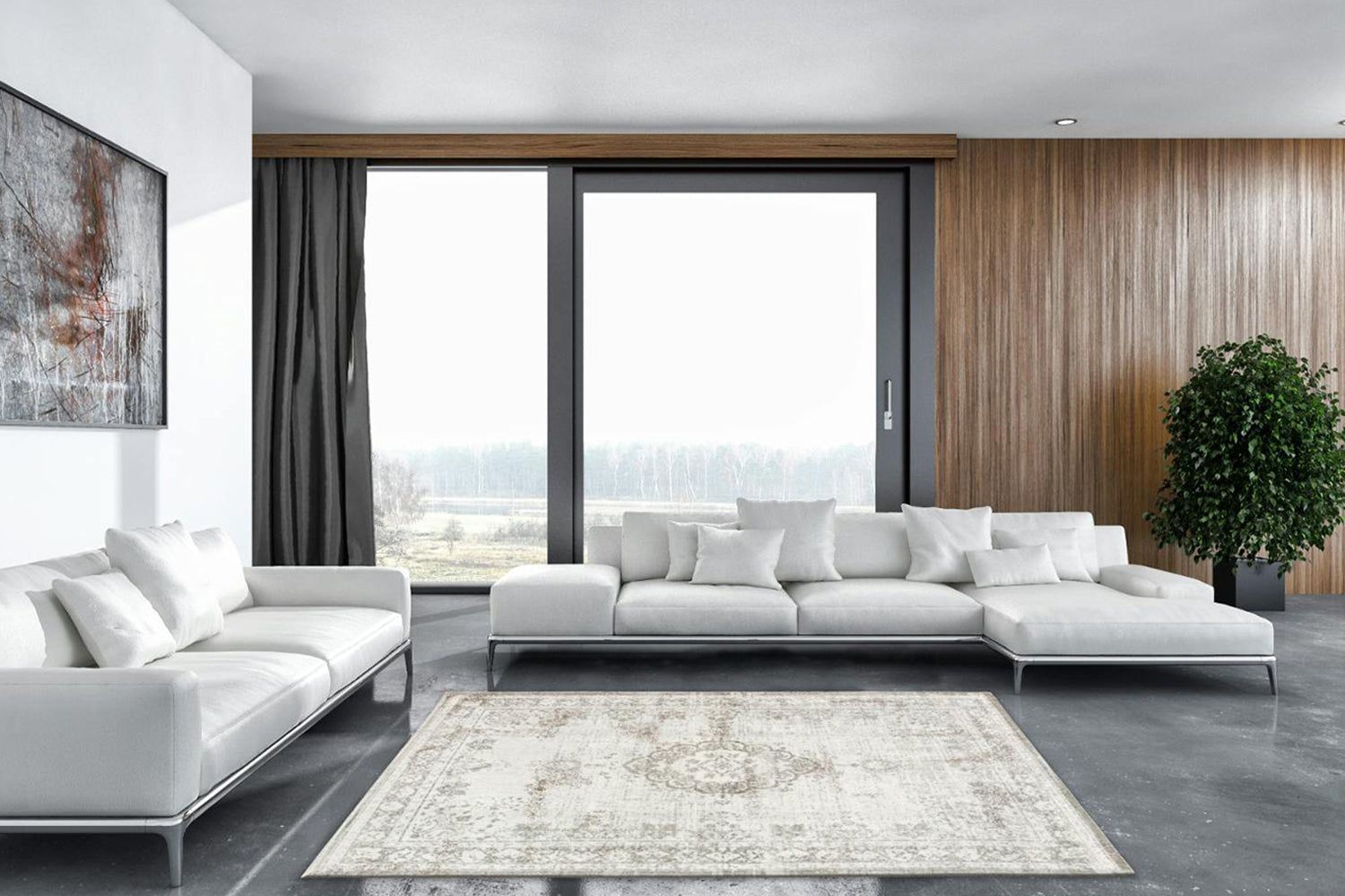 Louis De Poortere | Medallion Eco Rug | Salt & Pepper | 140 x 200 cm-2