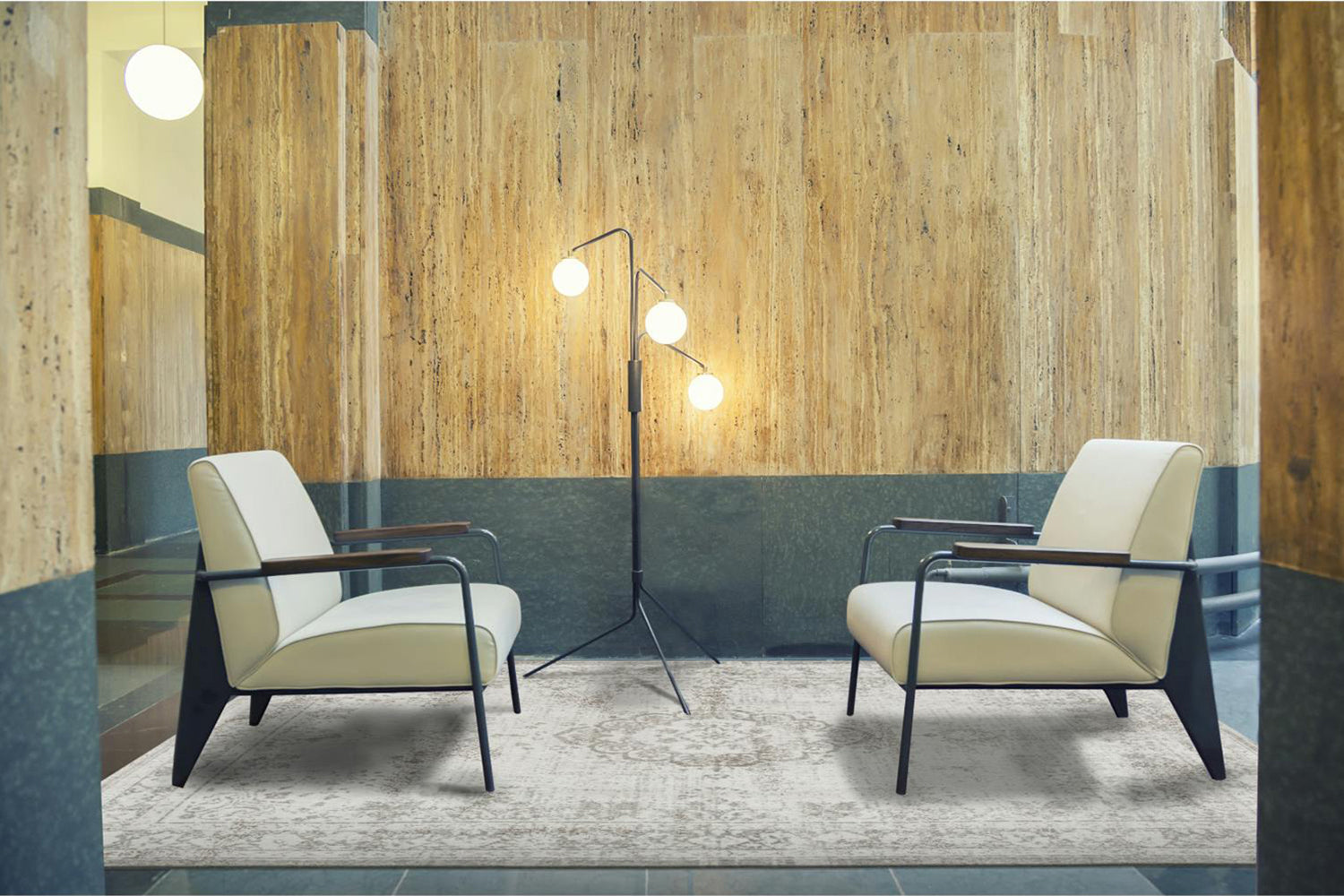 Louis De Poortere | Medallion Eco Rug | Salt & Pepper | 170 x 240 cm-2