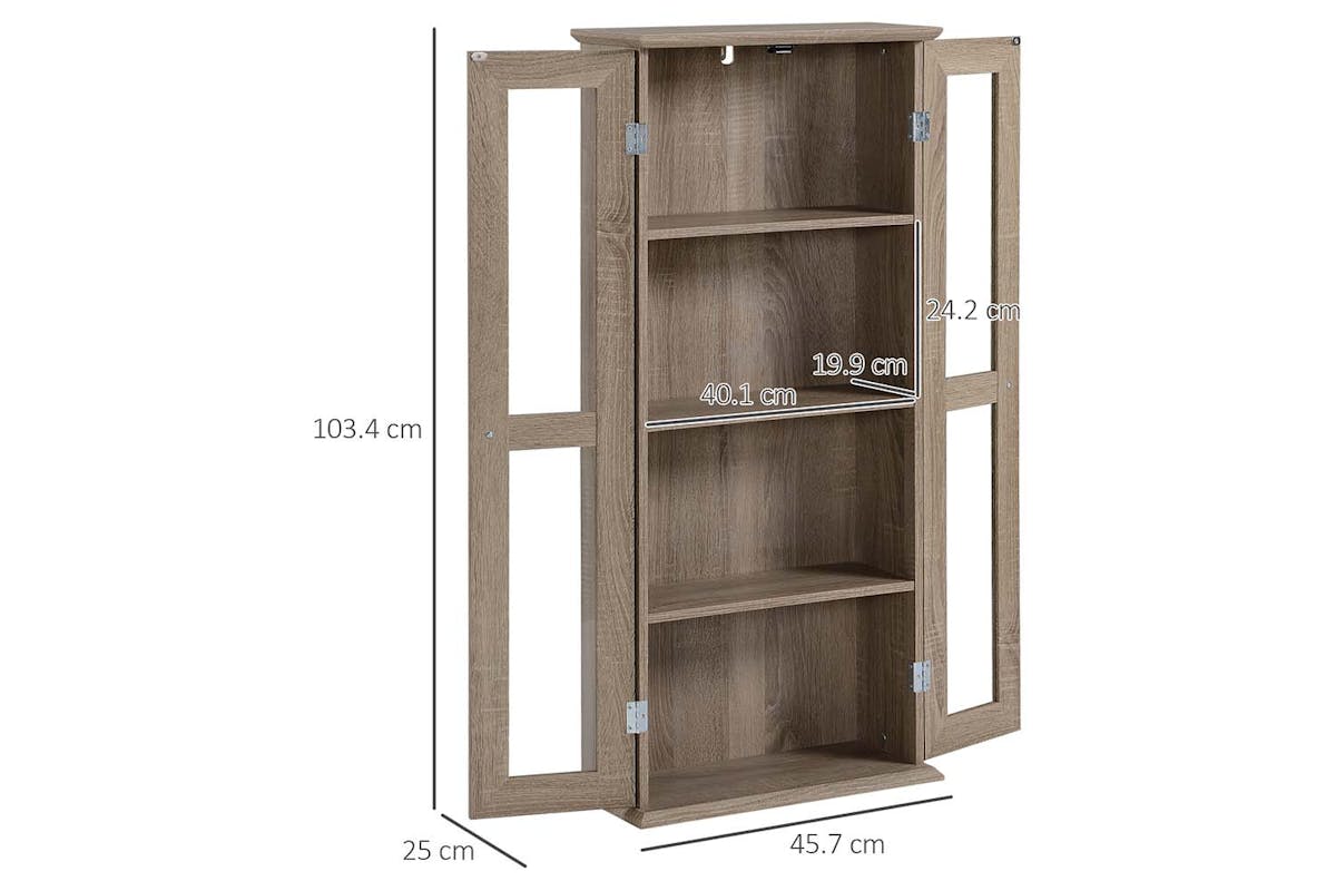 Homcom 4-Tier CD Cabinet with Magnetic Doors | Brown-6