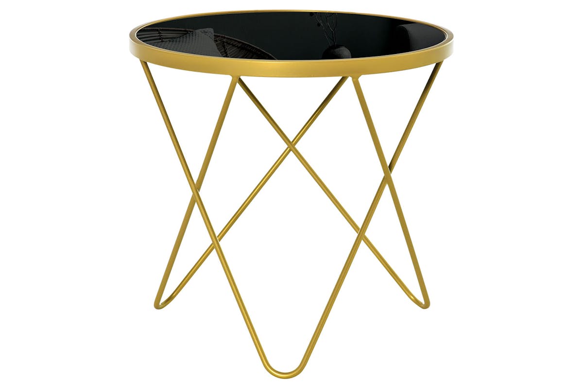 Homcom Coffee Table with Steel Legs | Black/Gold