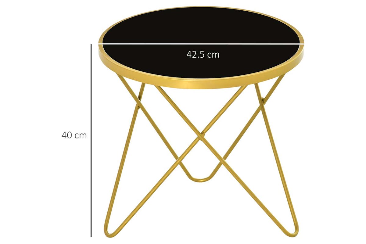 Homcom Coffee Table with Steel Legs | Black/Gold-7
