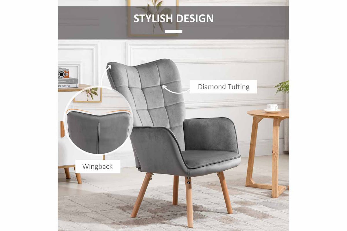Homcom Wingback Accent Chair | Grey-4