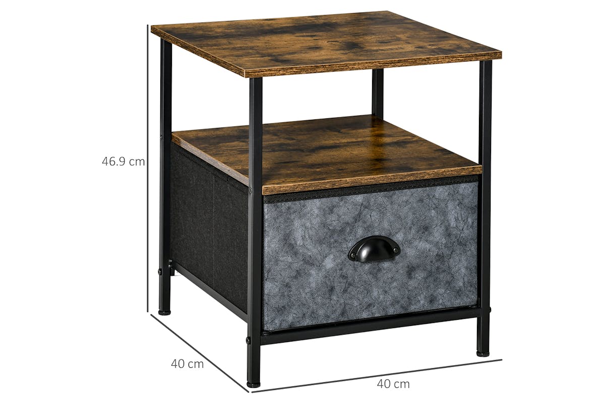 Homcom Industrial Side Table with Drawer | Rustic Brown-5