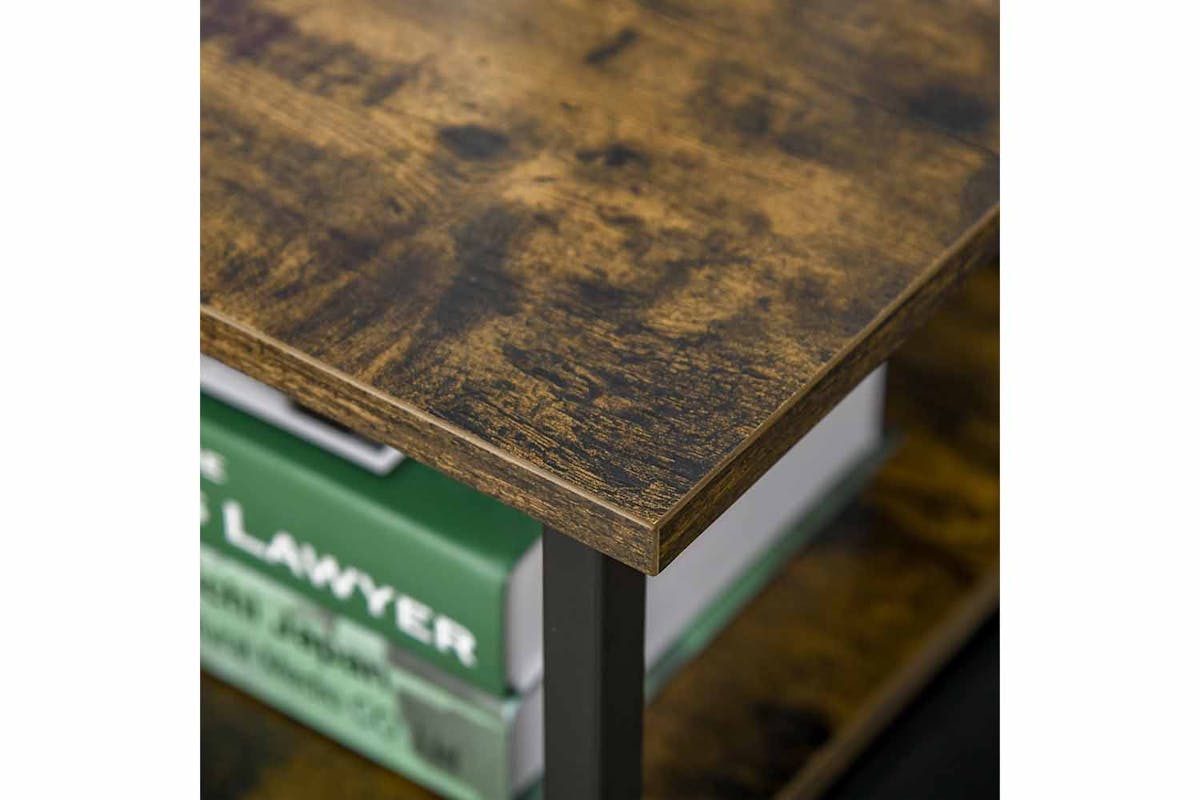 Homcom Industrial Side Table with Drawer | Rustic Brown-6