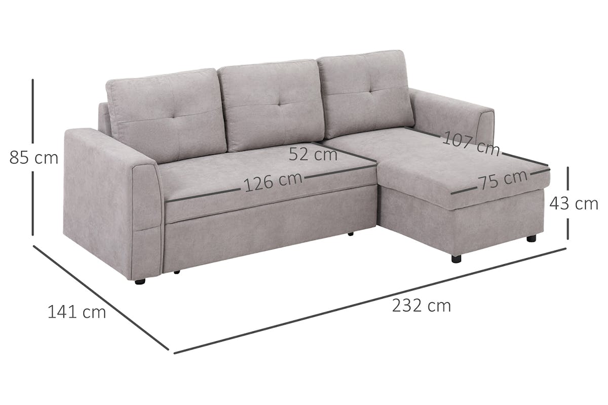 Homcom Reversible Sectional Sofa Set | Grey-5