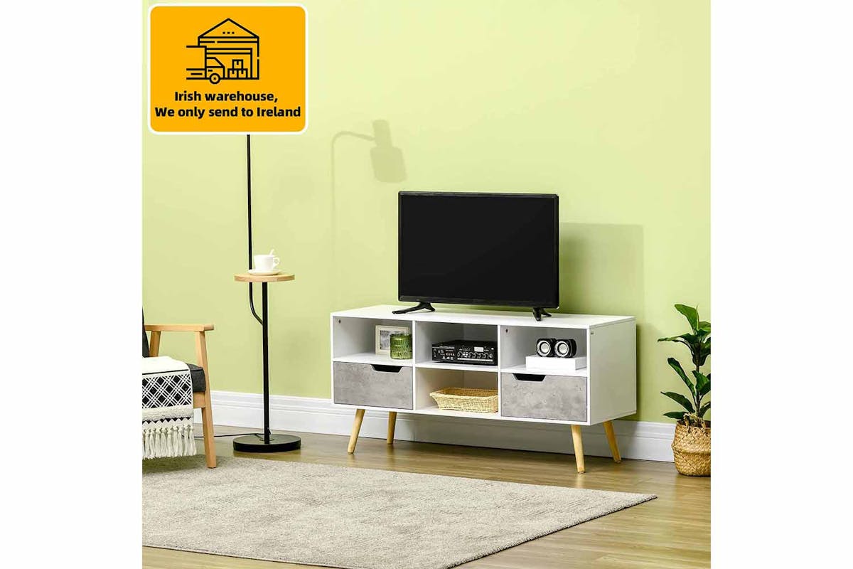 Homcom TV Unit | White/Light Grey-2