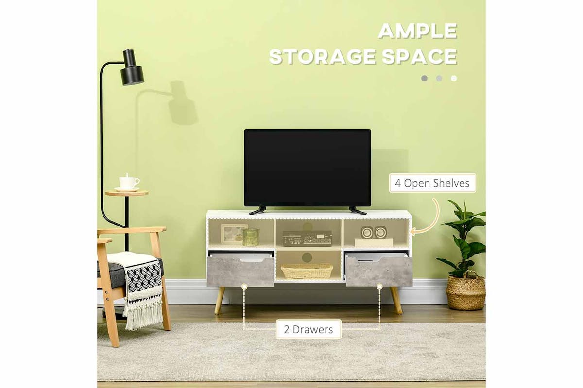Homcom TV Unit | White/Light Grey-3