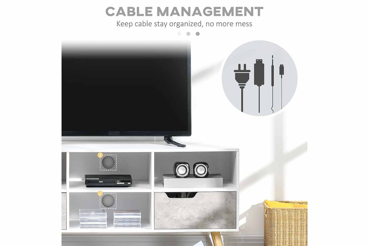 Homcom TV Unit | White/Light Grey-4