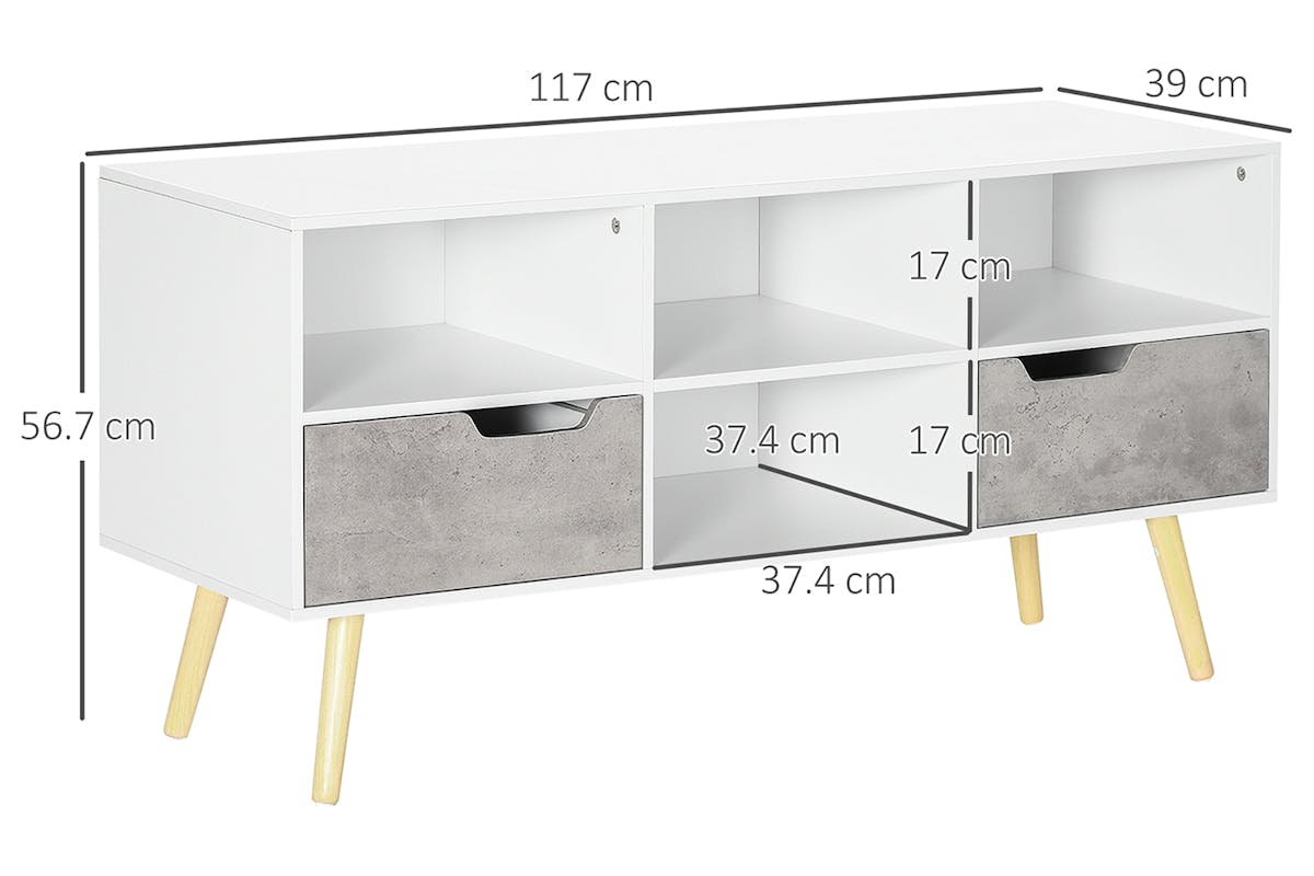 Homcom TV Unit | White/Light Grey-5