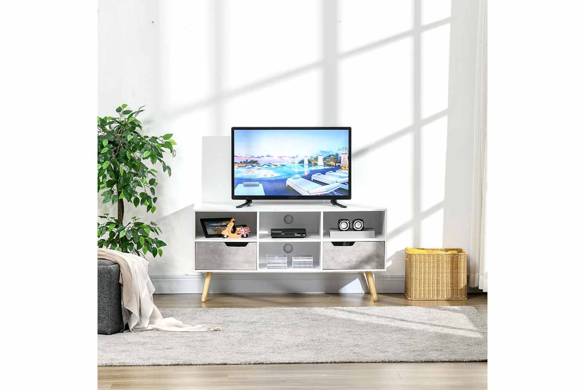 Homcom TV Unit | White/Light Grey-6