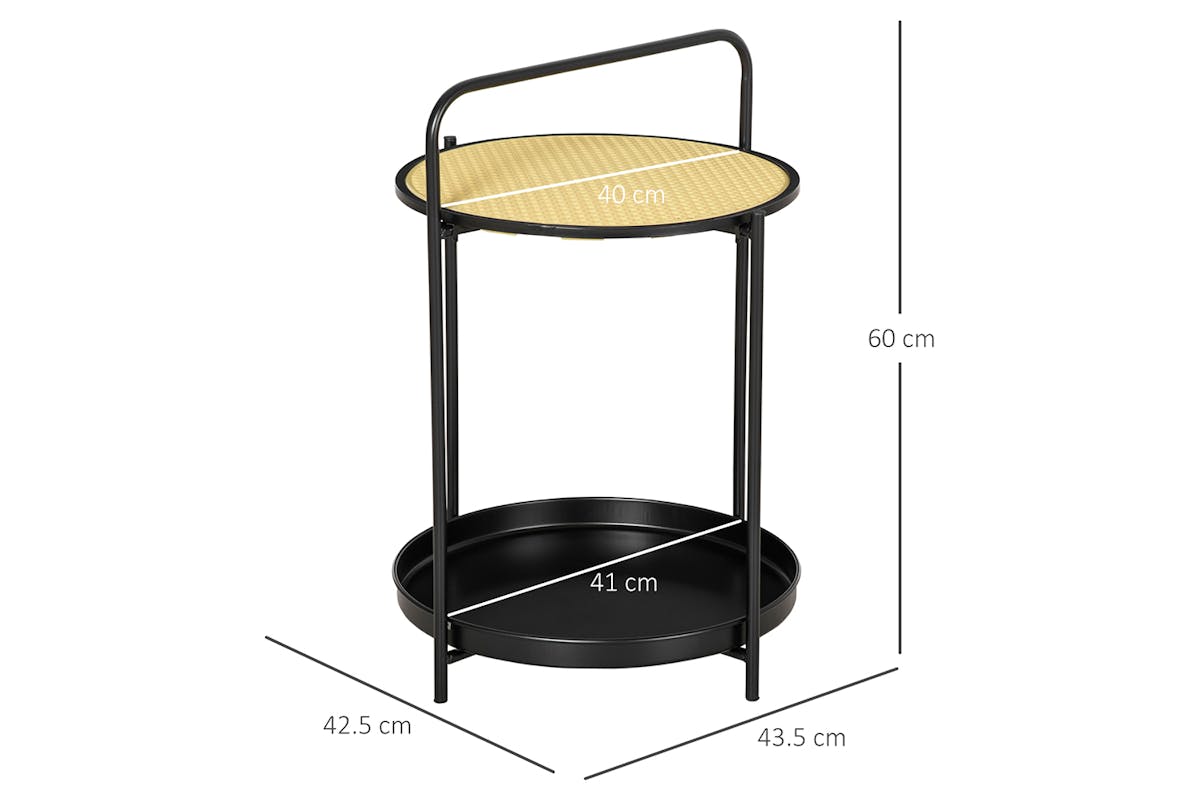 Homcom Round End Table with Detachable Tray | Black-5