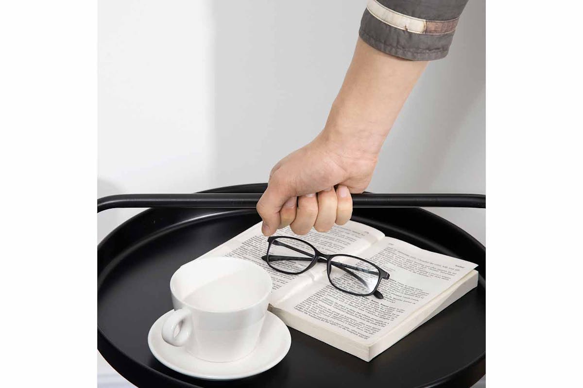 Homcom Round End Table with Detachable Tray | Black-7