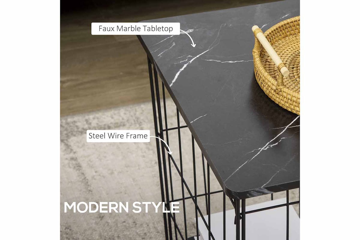 Homcom Marble Side Table | Black | Set of 2-3