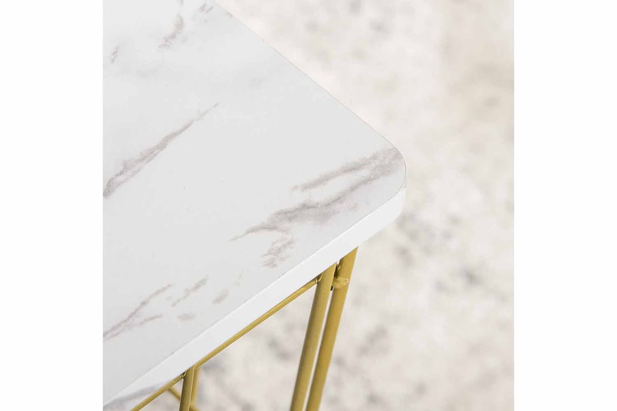 Homcom Marble Side Table | White/Gold | Set of 2-6