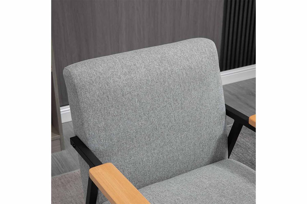 Homcom Armchair with Cushioned Seat | Grey/Natural-5