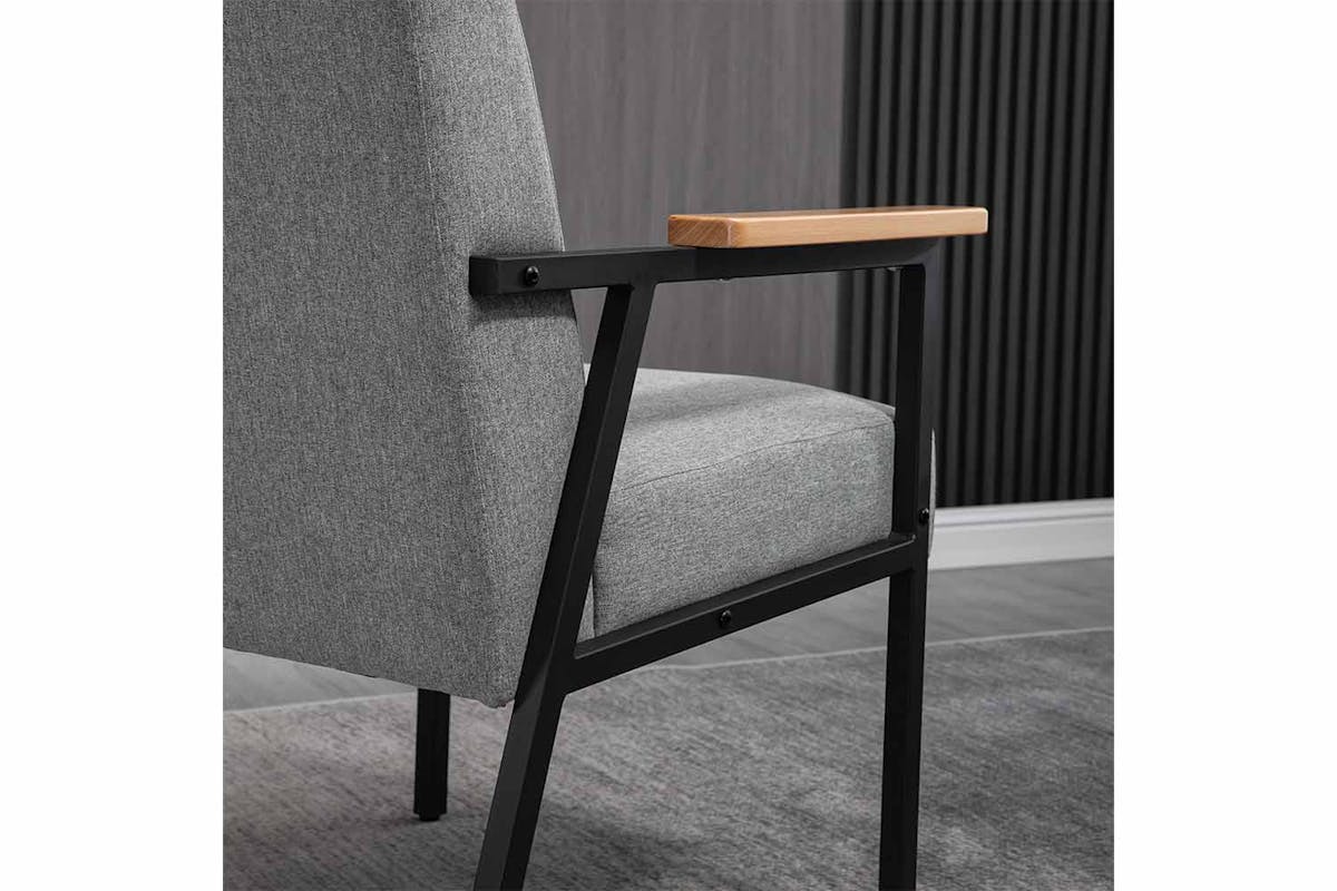 Homcom Armchair with Cushioned Seat | Grey/Natural-6