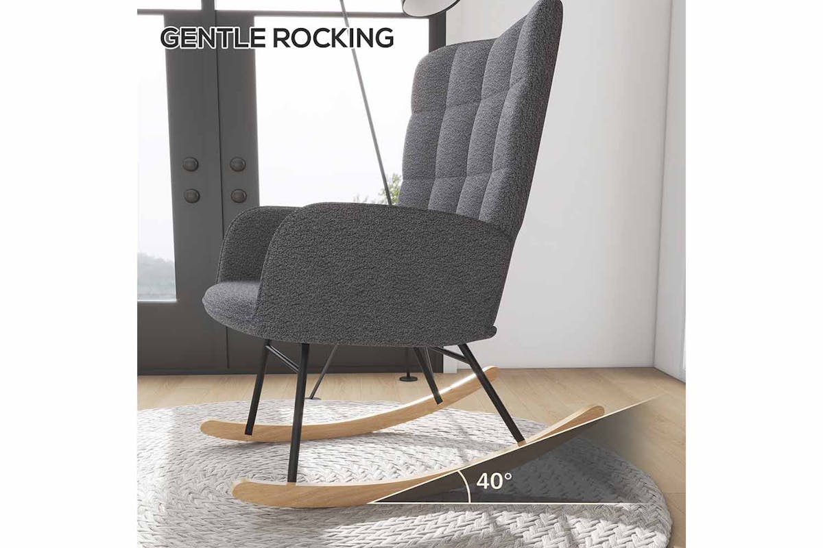 Homcom Boucle Rocking Chair | Dark Grey-3