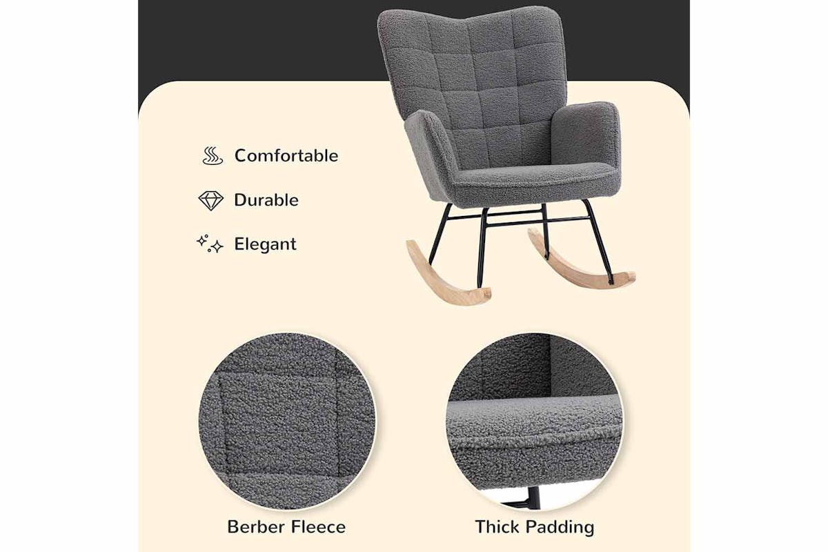 Homcom Boucle Rocking Chair | Dark Grey-4
