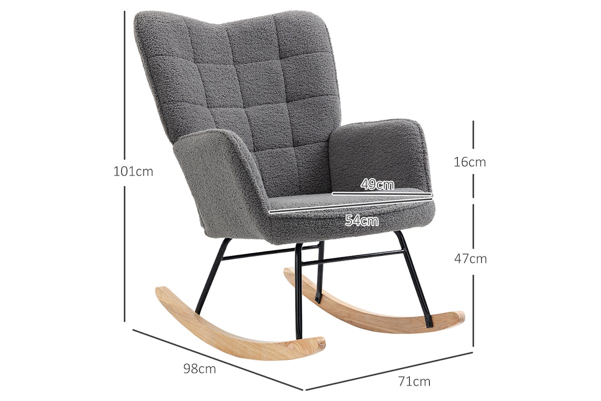 Homcom Boucle Rocking Chair | Dark Grey-5