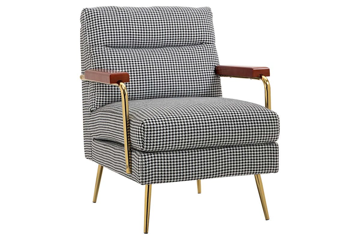 Homcom Modern Accent Chair with Houndstooth Pattern | Black