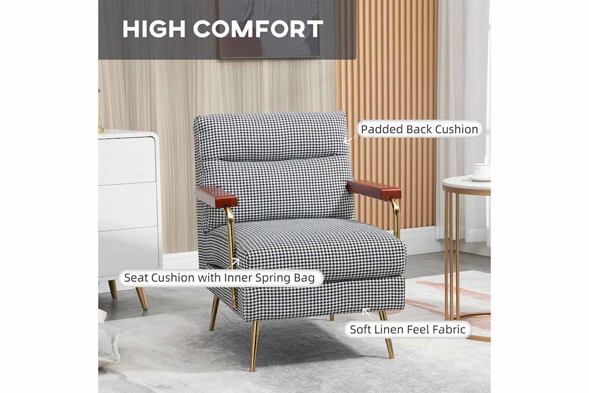 Homcom Modern Accent Chair with Houndstooth Pattern | Black-3