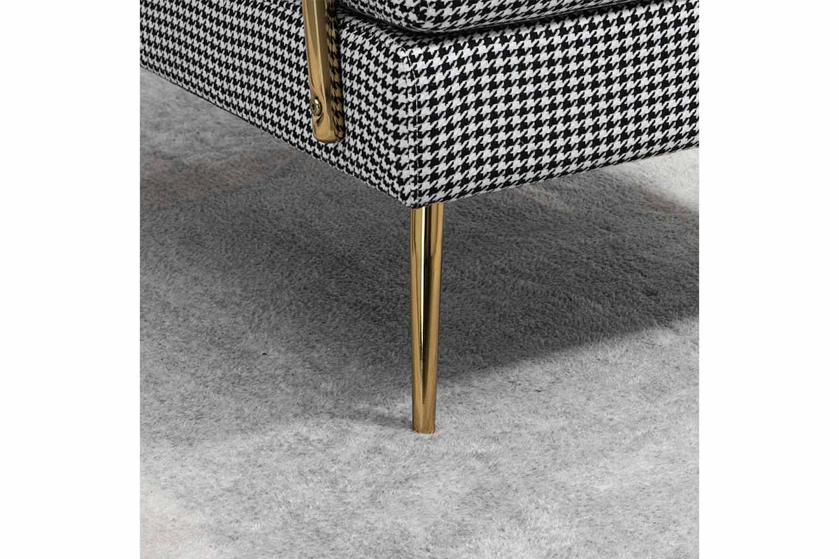 Homcom Modern Accent Chair with Houndstooth Pattern | Black-6