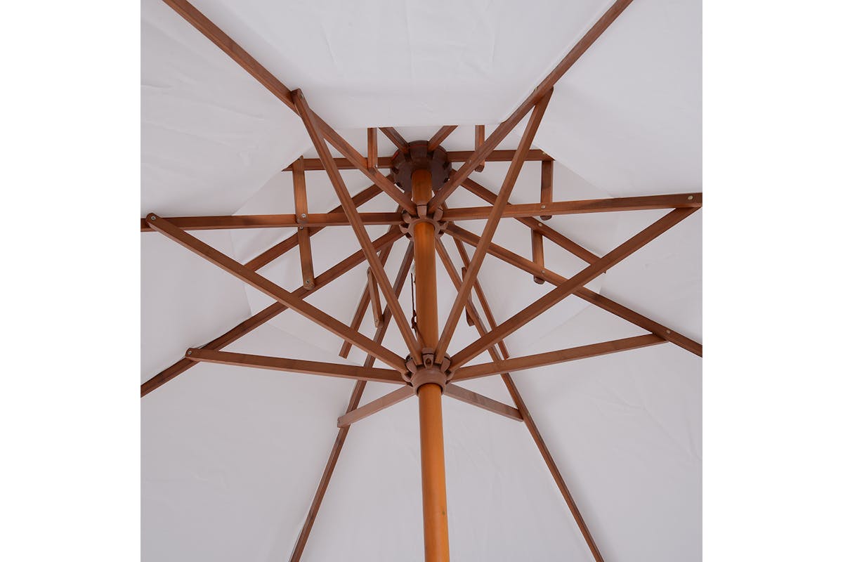 Outsunny 2.7m Double Tier Parasol Umbrella | Cream White/Teak-8