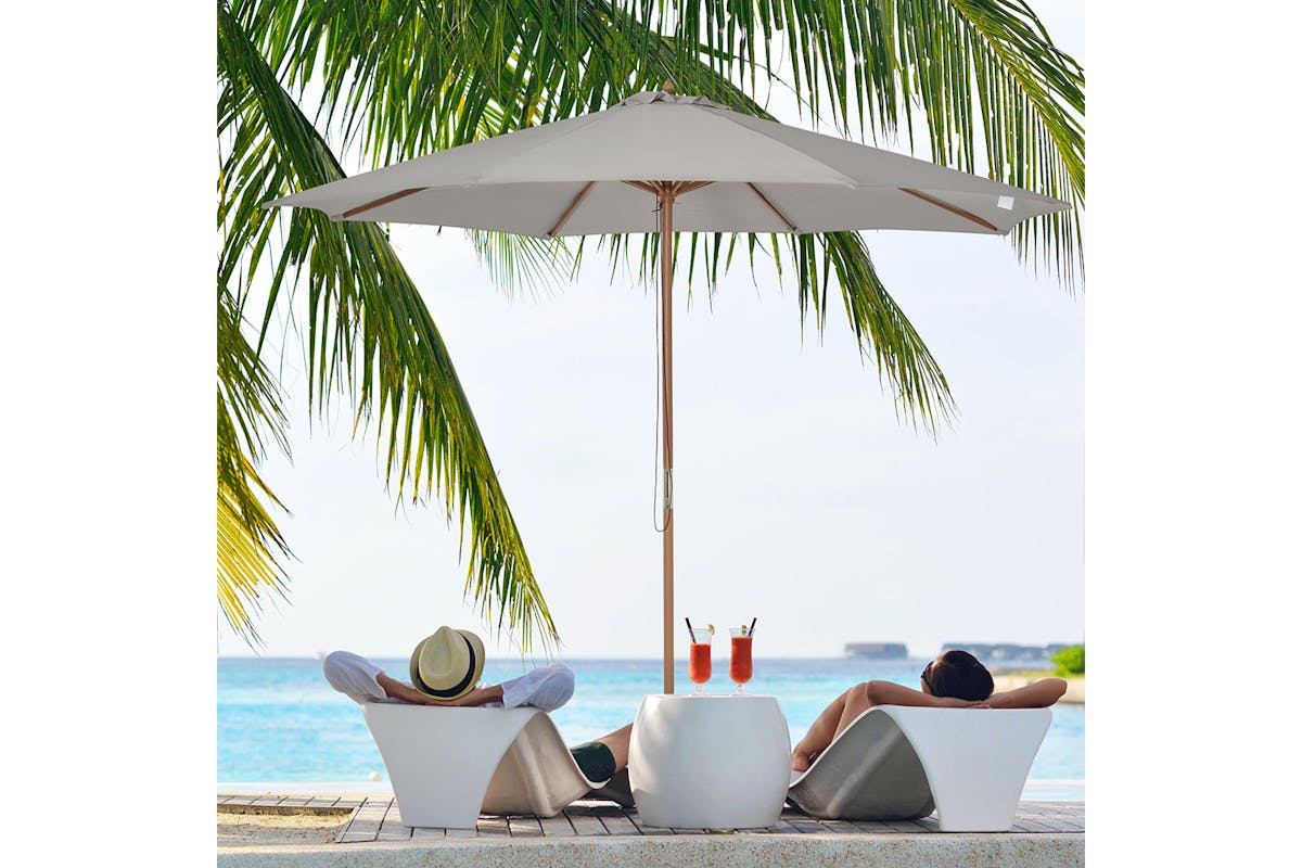 Outsunny 3m Parasol Umbrella | Grey/Teak-2
