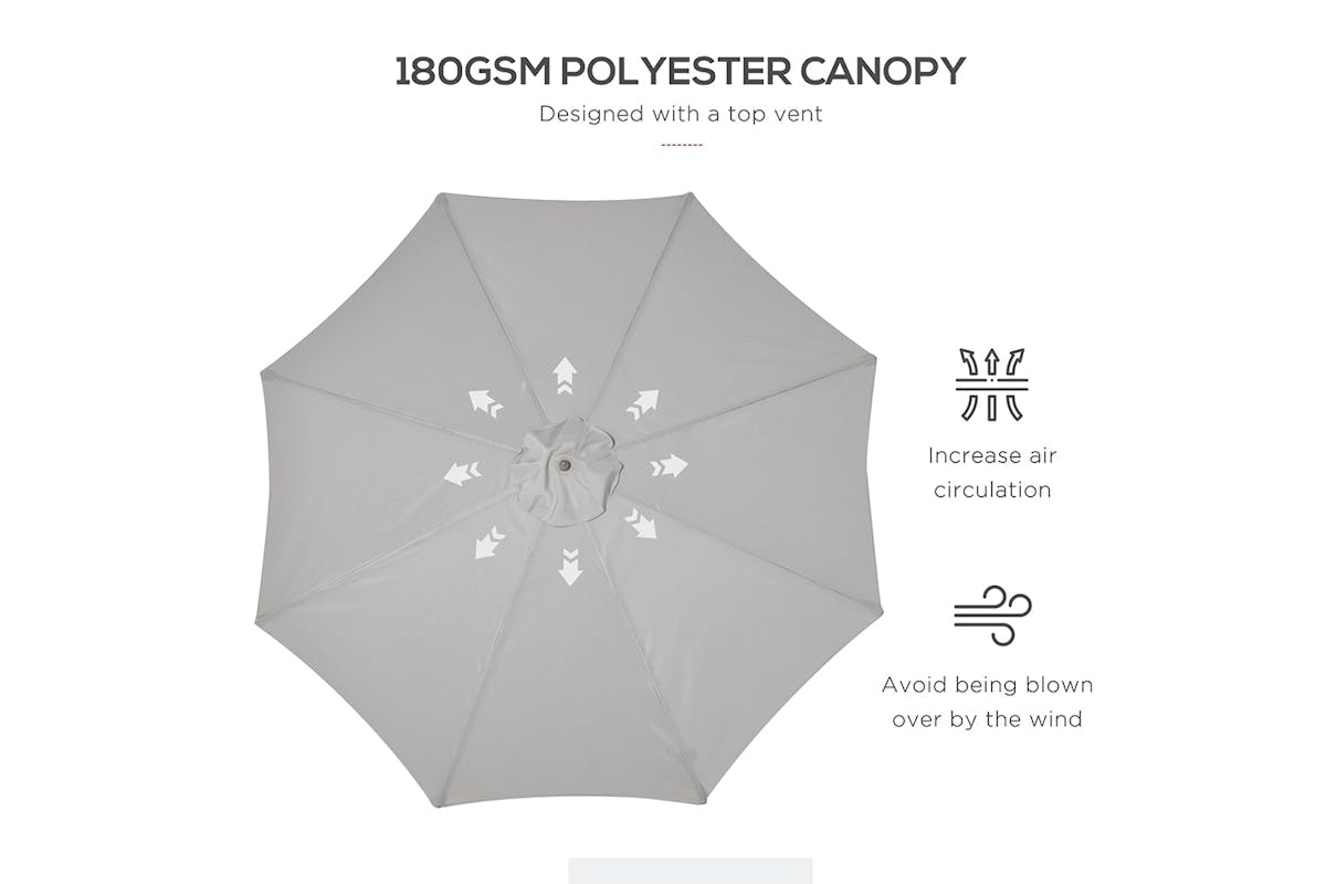Outsunny 3m Parasol Umbrella | Grey/Teak-4