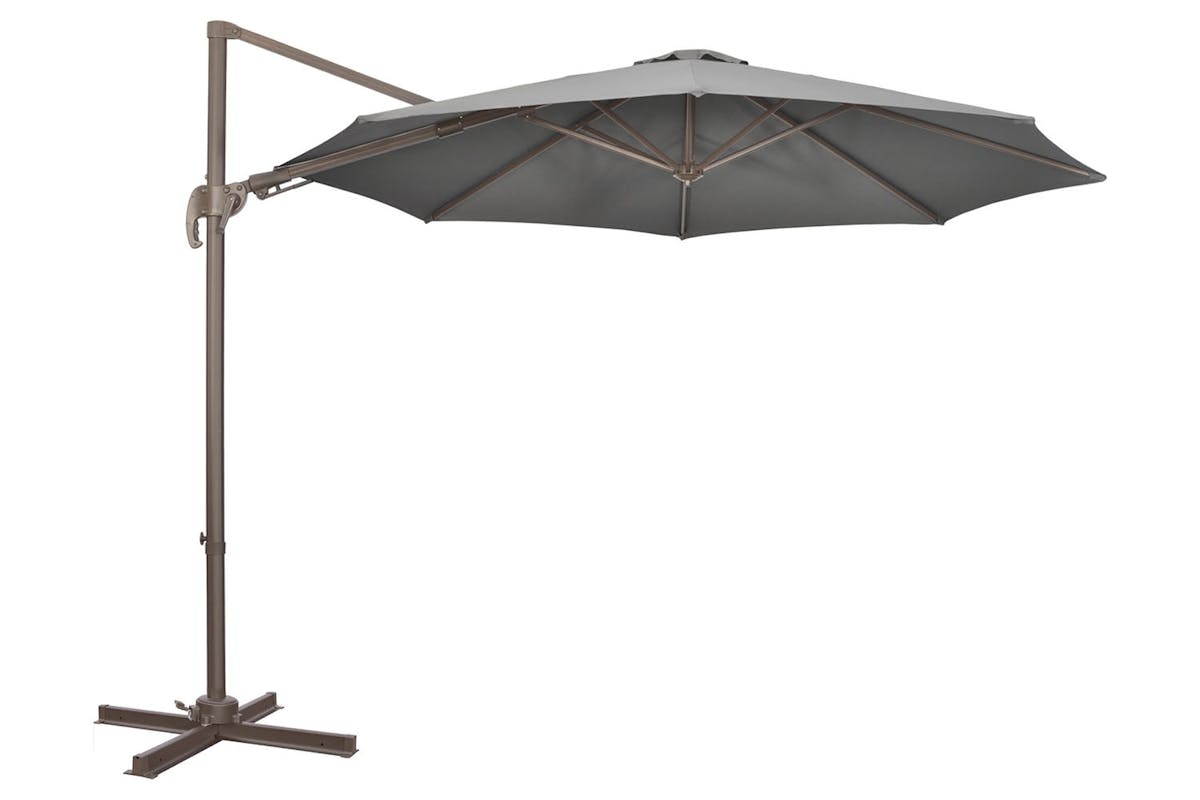 Outsunny 360° Rotation Roma Umbrella | Dark Grey/Dark Brown