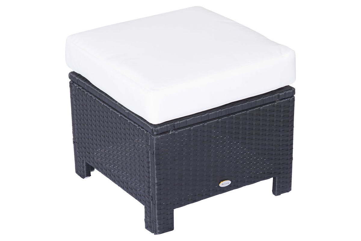 Outsunny Footstool with Soft Cushion | Rattan | Black