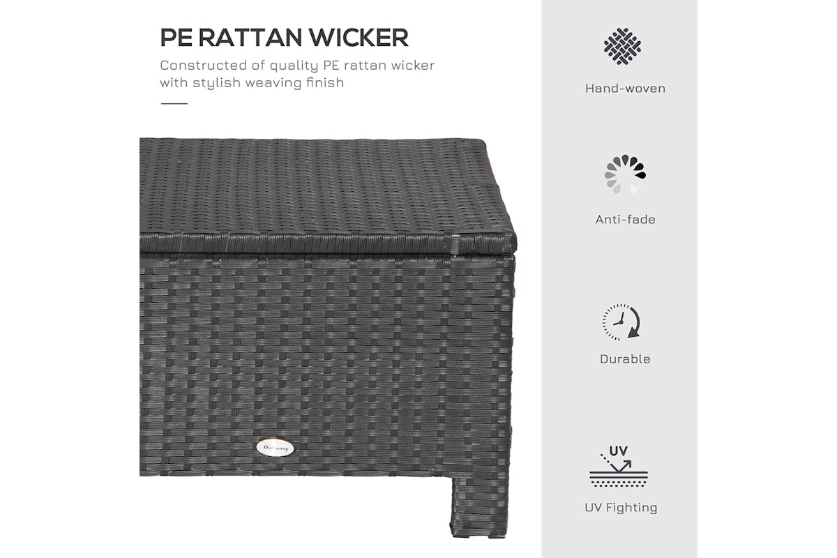 Outsunny Footstool with Soft Cushion | Rattan | Black-3