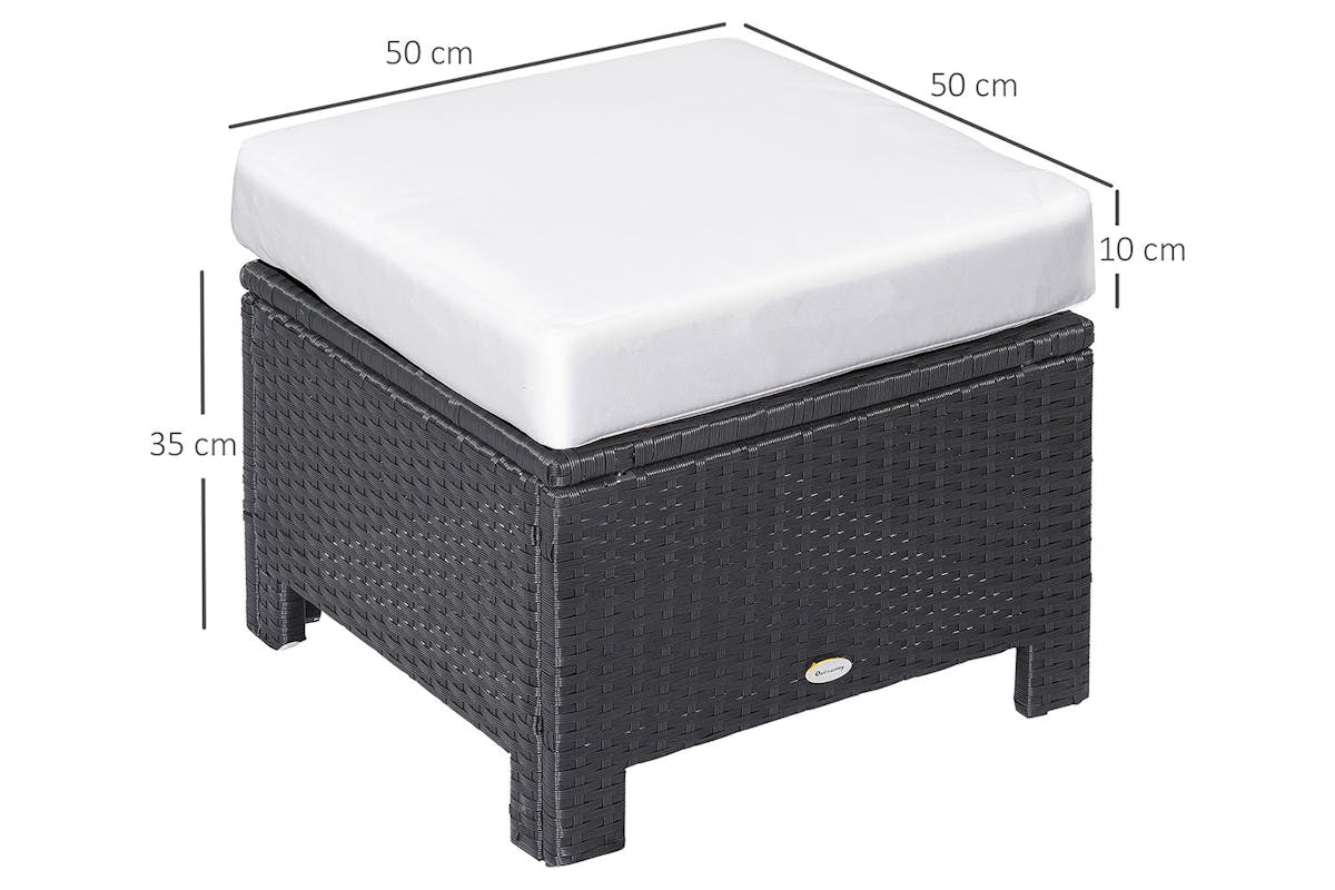 Outsunny Footstool with Soft Cushion | Rattan | Black-5