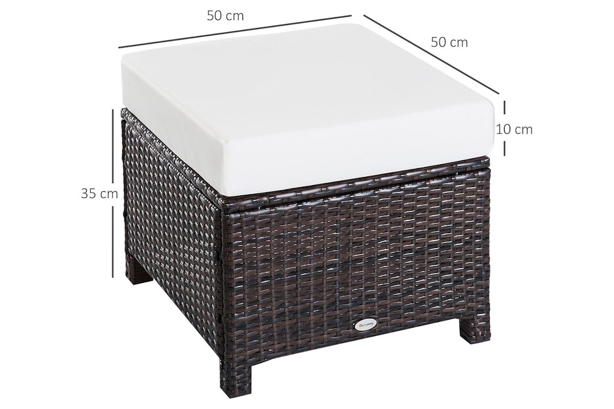 Outsunny Footstool with Soft Cushion | Rattan | Brown-5