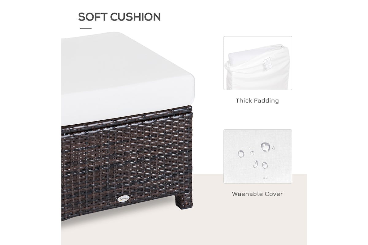 Outsunny Footstool with Soft Cushion | Rattan | Brown-6