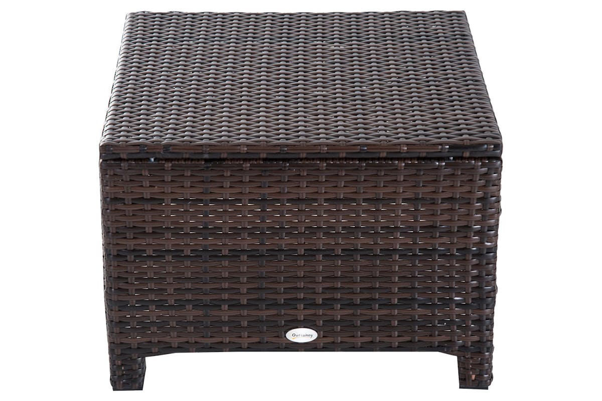 Outsunny Footstool with Soft Cushion | Rattan | Brown-8