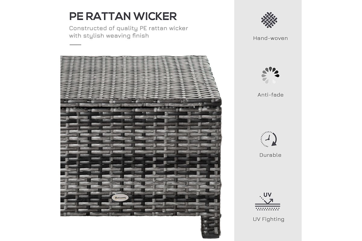 Outsunny Rattan Footstool with Soft Cushion | Grey-3