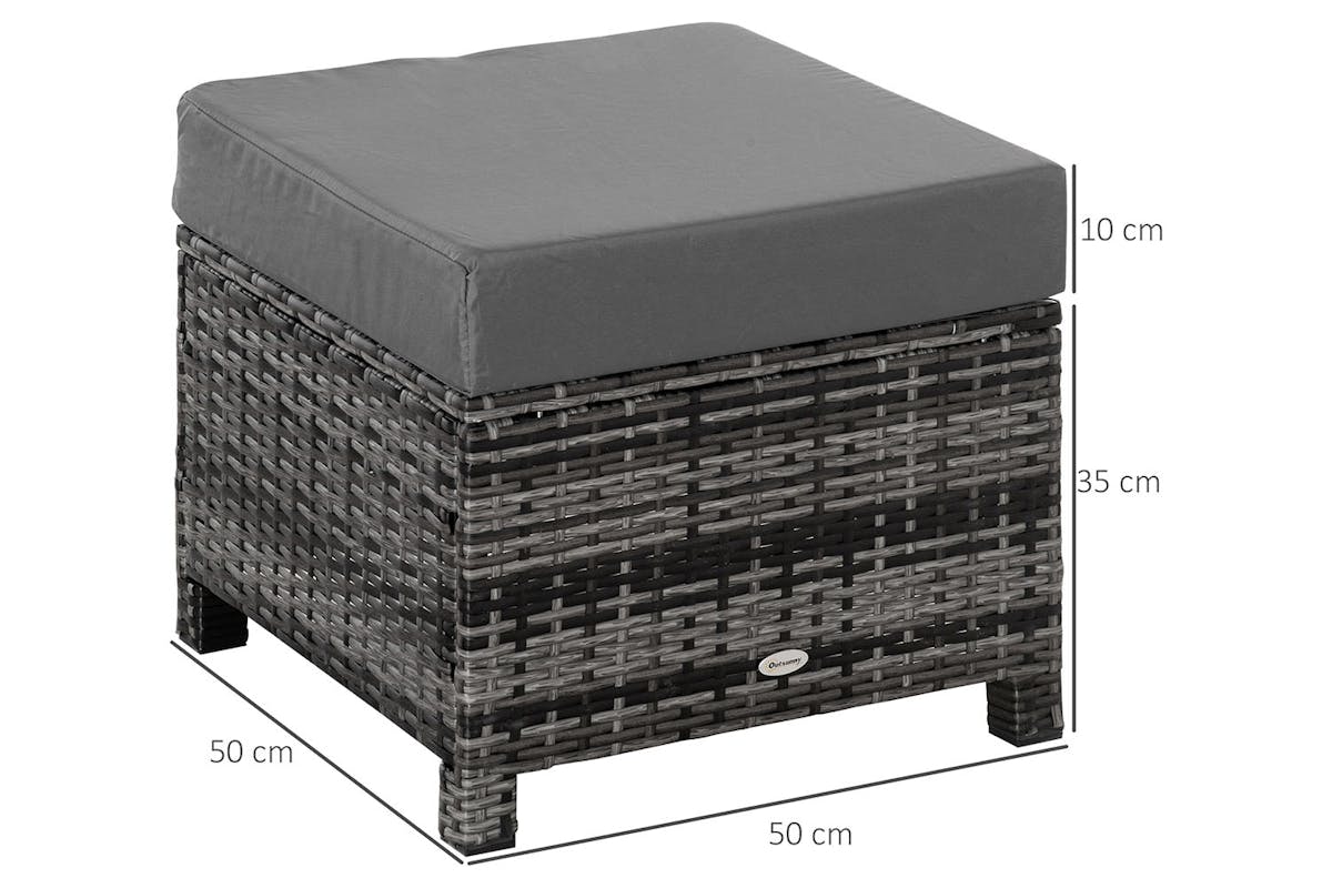 Outsunny Rattan Footstool with Soft Cushion | Grey-5